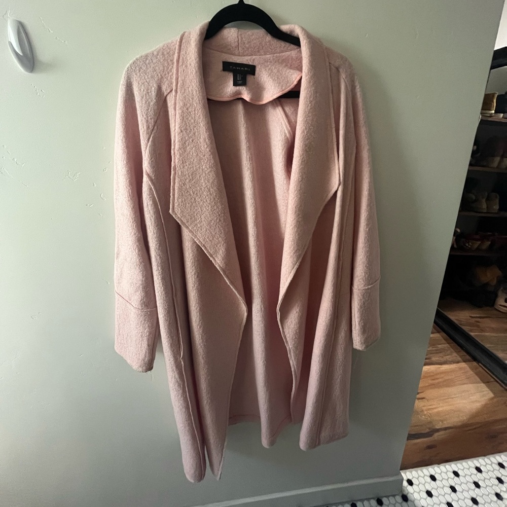 Tahari Light Pink Open Front Trench Coat